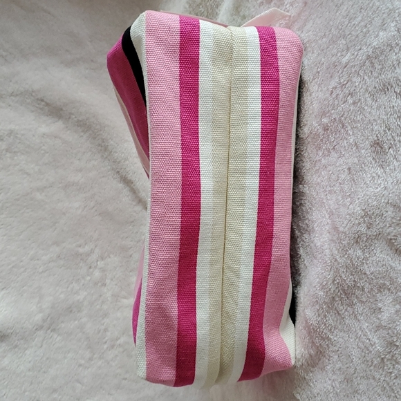 NWT  Kate Spade medium Davie  pink multi stripe cosmetic bag - Picture 3 of 8